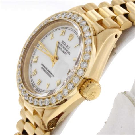 rolex diamond watch woman|rolex lady datejust 18 ct.